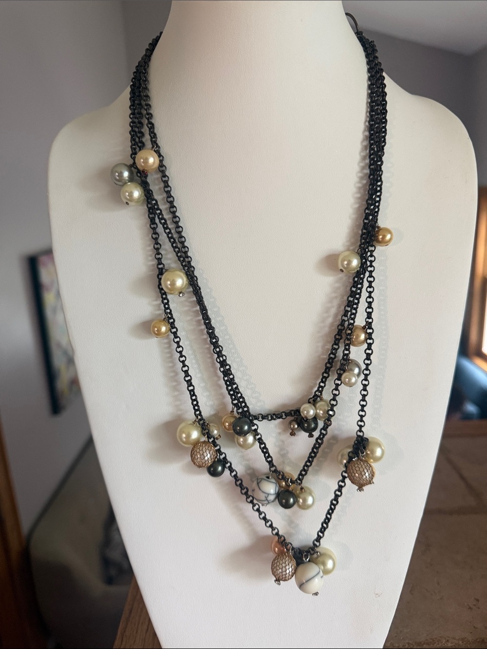 Subversive for Target Multi-Strand Black Chain Pearl Accent Necklace